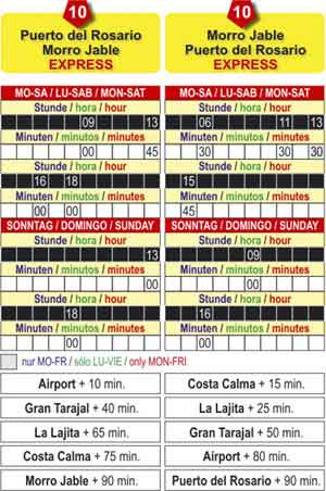 Buslinie 10 Puerto del Roasario - Morro Jable und Morro Jable - Puerto del Rosario