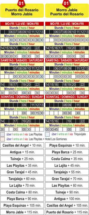 bus scheduleFuerteventura  line 01