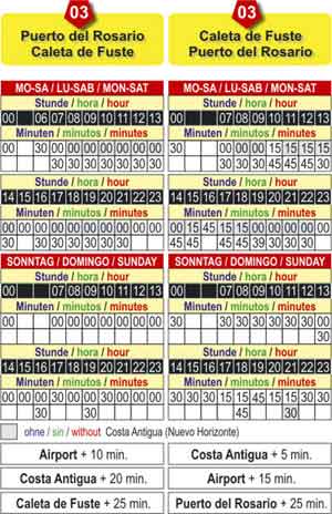 Bus Schedule Fuerteventura Line 03