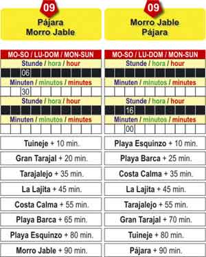 Bus Schedule Fuerteventura Line 09