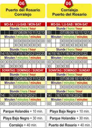 Horario de Autobuses Fuerteventura, linea 06