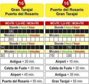 Horario de Autobuses Fuerteventura, linea 16